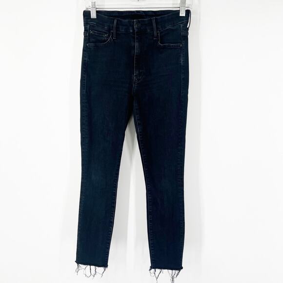 Mother The High Waisted Looker Skinny Jeans in Blackbird Raw Hem - Picture 1 of 9